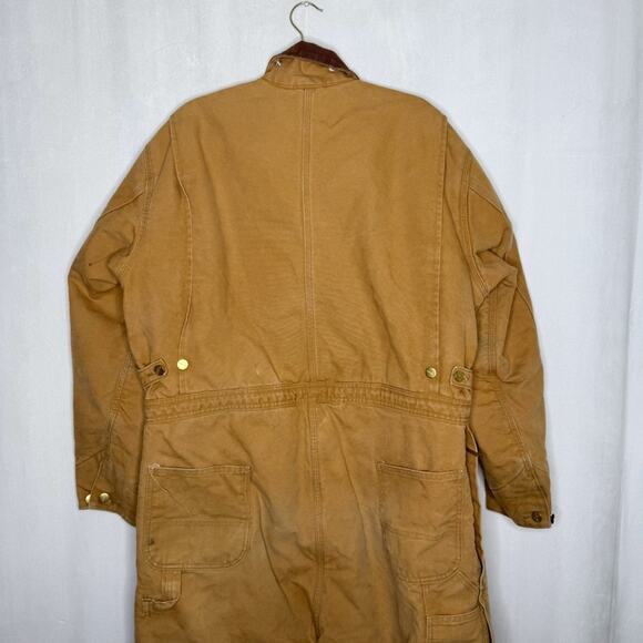 CARHARTT / vintage tan duck canvas fully quilt lined workwear coveralls / 48R - Picture 7 of 16